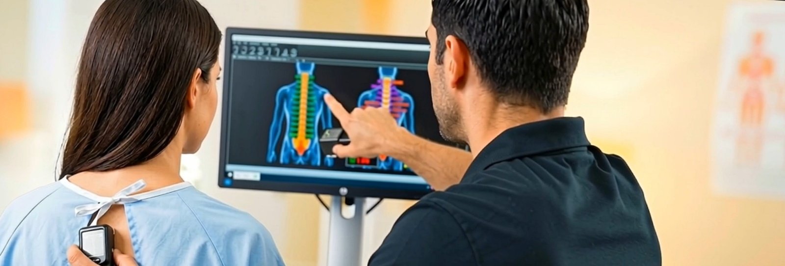Dr. Theo Kousouli performing spinal thermography during a chiropractic examination