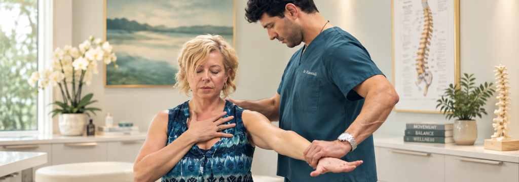 Chiropractor & Hypnotist in Mount Kisco, NY | Dr. Kousouli 4 Dr. Theo Kousouli performing neural emotive reprogramming therapy