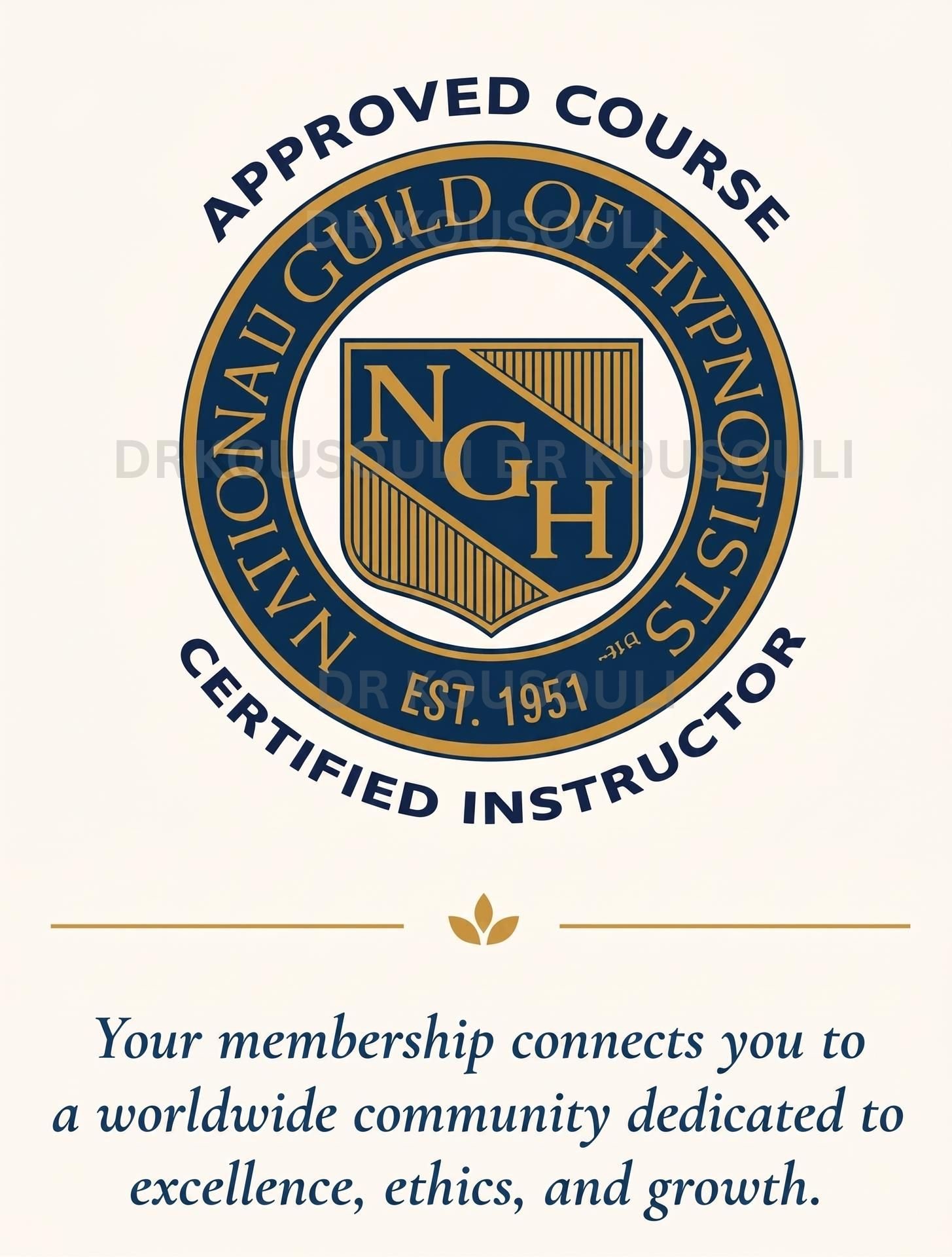 Dr. Kousouli NGH certified instructor seal
