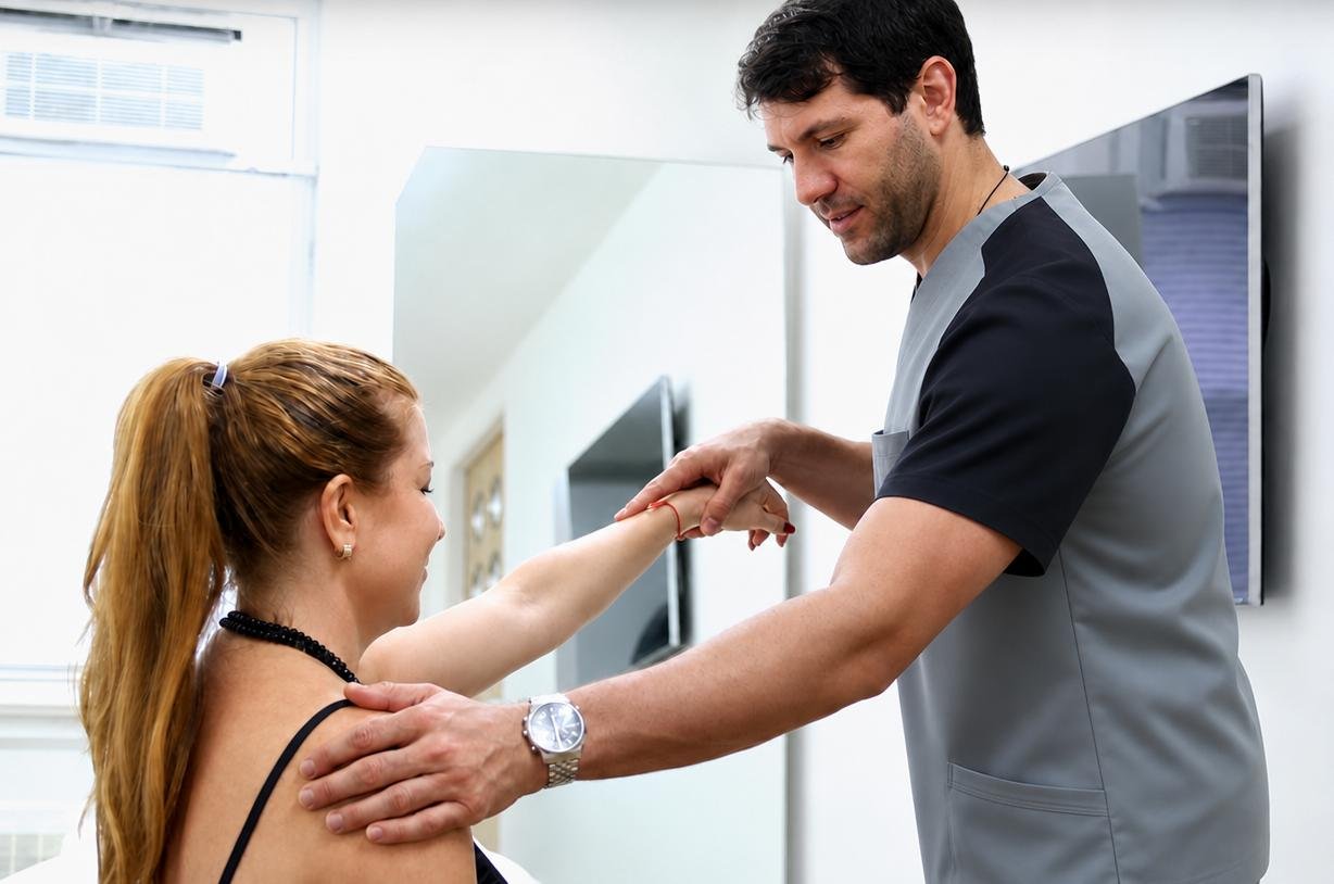 Dr. Kousouli addressing K-NER healing to a female client.